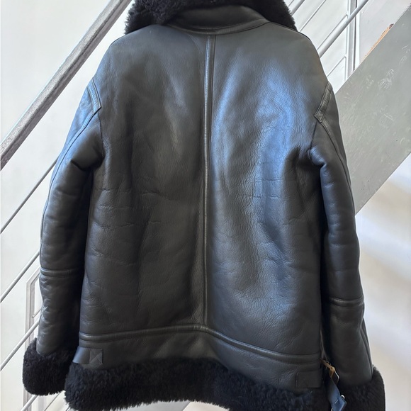 Dion Lee Arrow Coat Black Leather Shearling Reversible RARE - Picture 4 of 6
